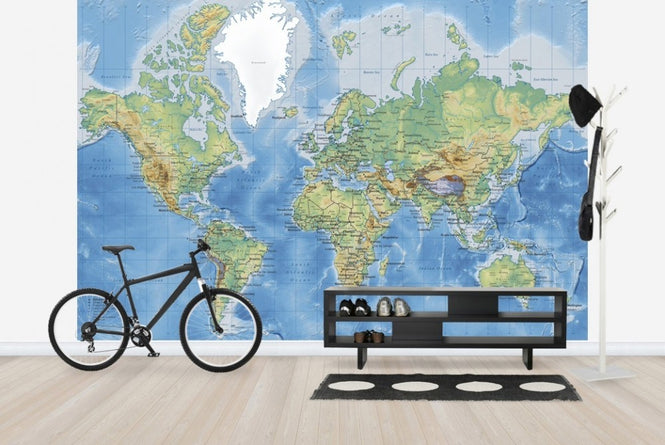 PHOTOWALL / World Map Detailed - Without Roads (e22619)