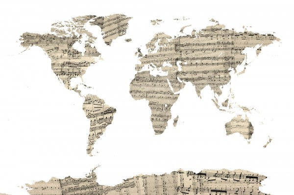 PHOTOWALL / Old Music Sheet World Map (e22672)