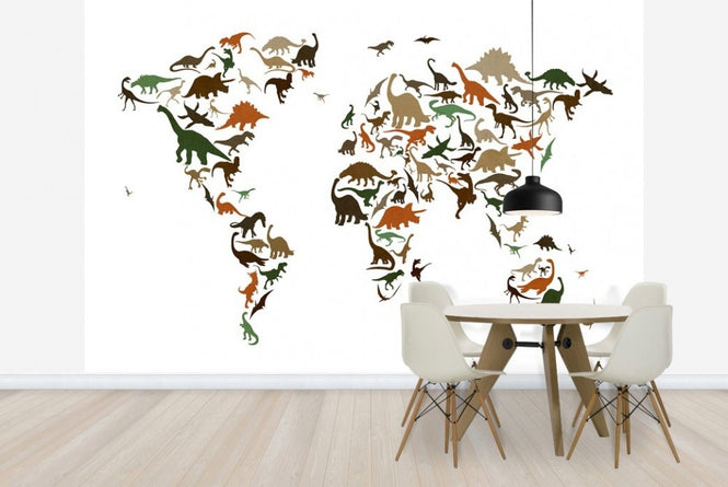 PHOTOWALL / Dinosaur World Map Multicolor (e22701)