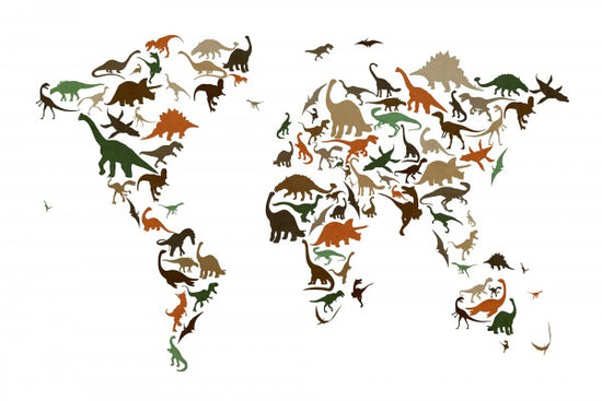 PHOTOWALL / Dinosaur World Map Multicolor (e22701)