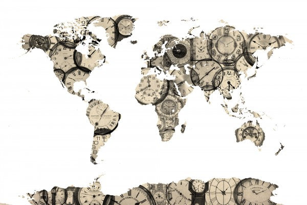 PHOTOWALL / Old Clocks World Map (e22703)