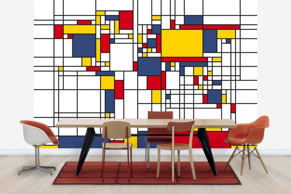 PHOTOWALL / Piet Mondrian Style World Map (e22704) | 輸入壁紙専門