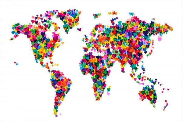 PHOTOWALL / Hearts World Map (e22706)