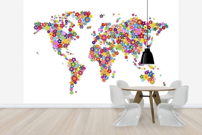 PHOTOWALL / Flowers World Map (e22708)