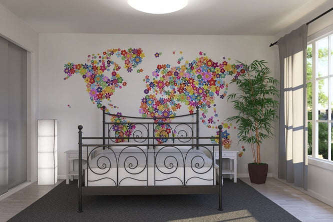 PHOTOWALL / Flowers World Map (e22708)