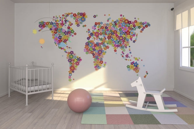 PHOTOWALL / Flowers World Map (e22708)
