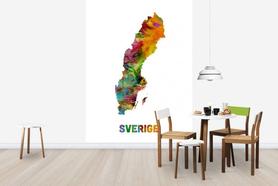 PHOTOWALL / Sweden Watercolor Map (e22709)