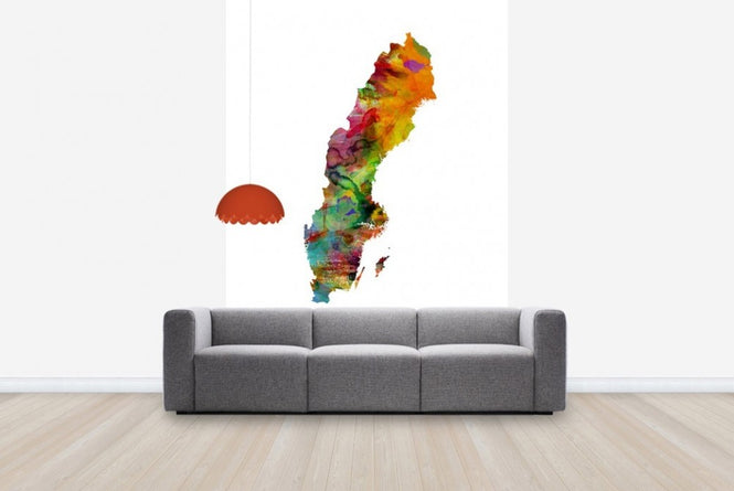PHOTOWALL / Sweden Watercolor Map (e22709)