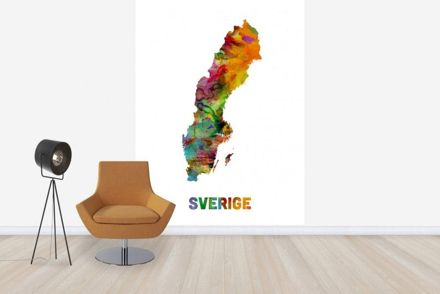 PHOTOWALL / Sweden Watercolor Map (e22709)