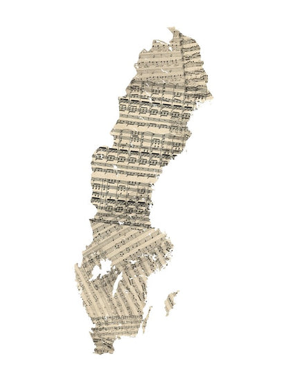 PHOTOWALL / Sweden Old Music Sheet Map (e22710)