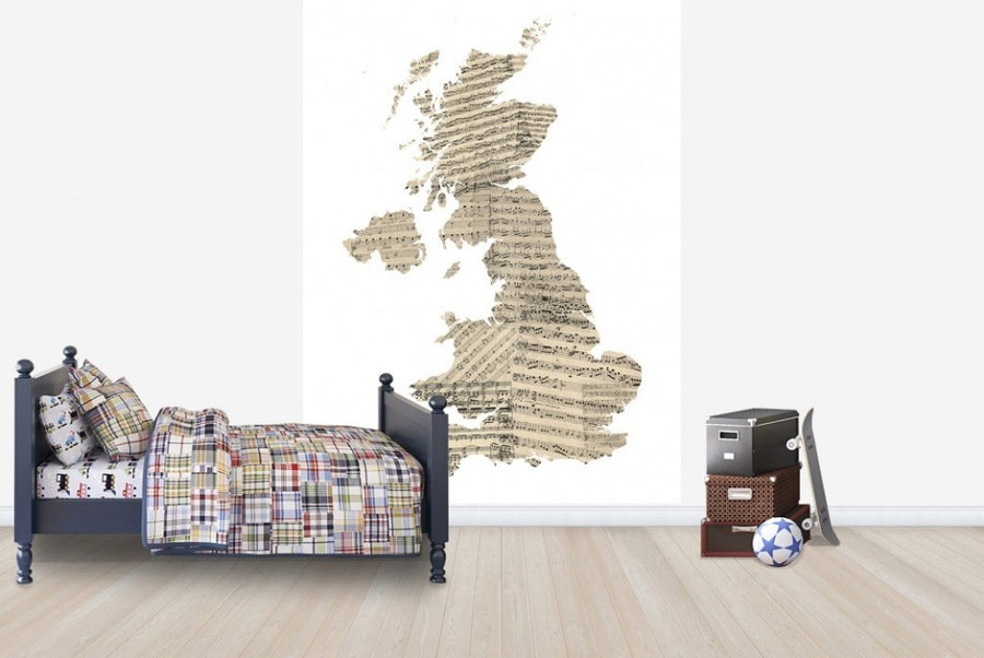 PHOTOWALL / Great Britain Old Music Sheet Map (e22715)