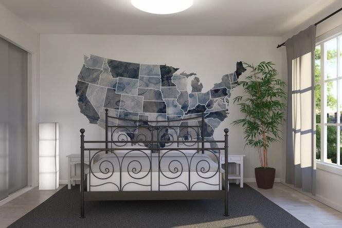 PHOTOWALL / USA Watercolor Map Blue (e22721)