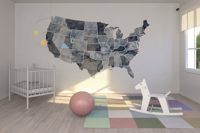 PHOTOWALL / USA Watercolor Map Blue (e22721)