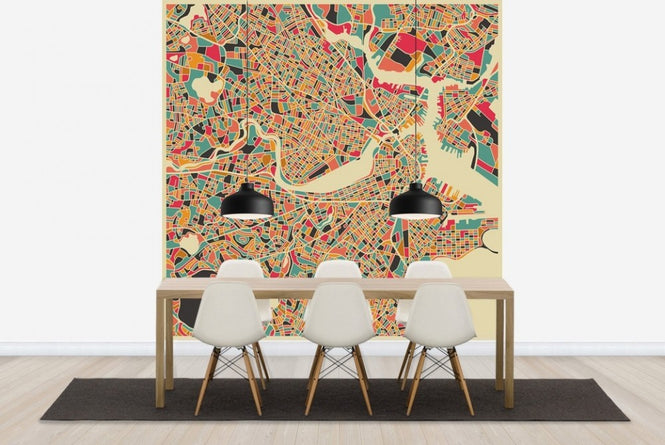 PHOTOWALL / Multicolor Map - Boston (e22729)