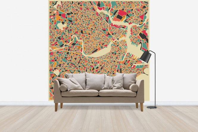 PHOTOWALL / Multicolor Map - Boston (e22729)