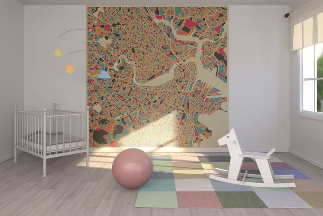 PHOTOWALL / Multicolor Map - Boston (e22729)