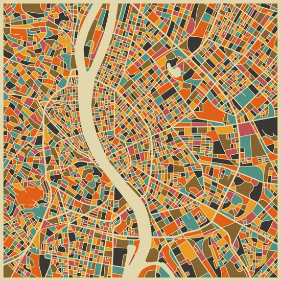 PHOTOWALL / Multicolor Map - Budapest (e22730)