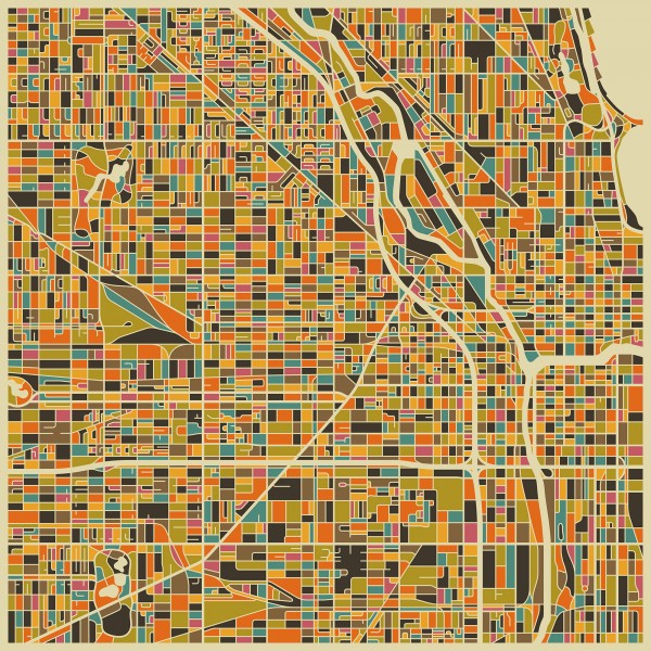 PHOTOWALL / Multicolor Map - Chicago (e22732)