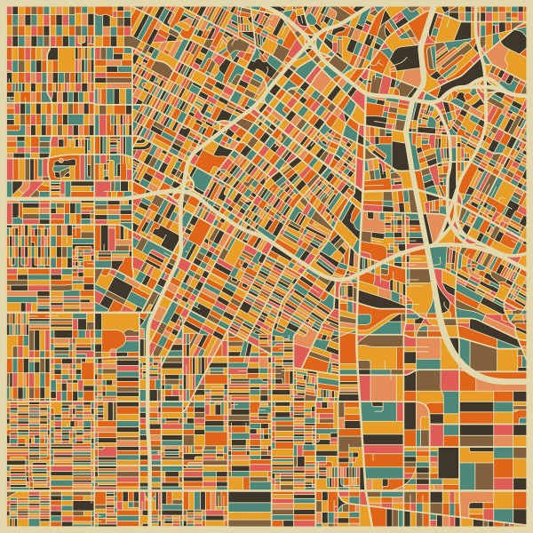 PHOTOWALL / Multicolor Map - Los Angeles (e22735)