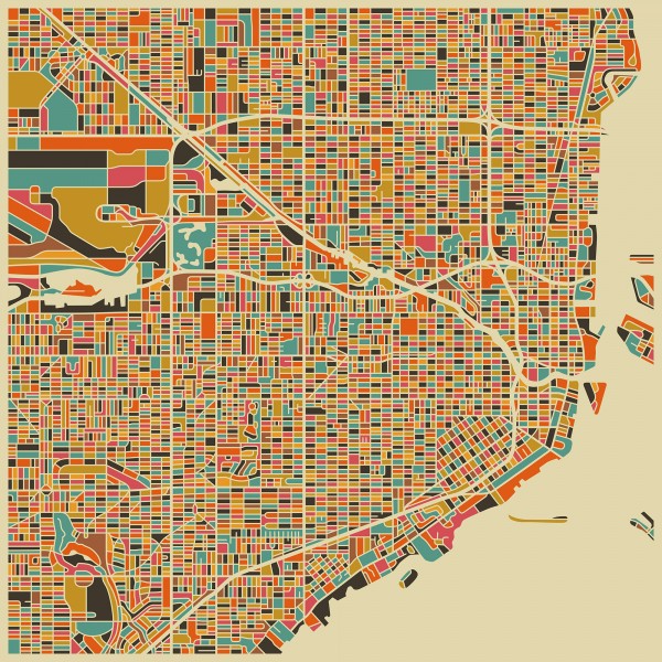 PHOTOWALL / Multicolor Map - Miami (e22740)