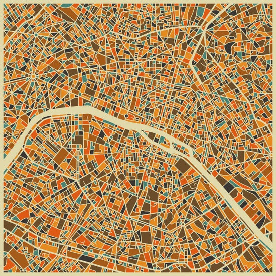 PHOTOWALL / Multicolor Map - Paris (e22744)