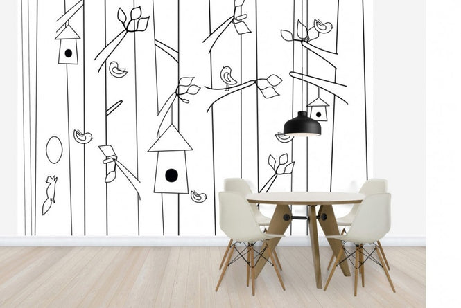 PHOTOWALL / Bird Forest - Black & White (e22851)
