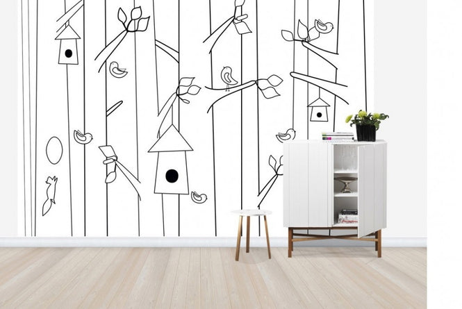 PHOTOWALL / Bird Forest - Black & White (e22851)