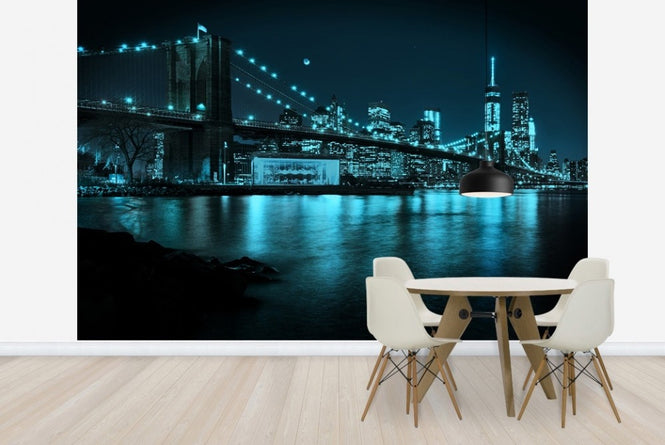 PHOTOWALL / New Freedom Tower and Brooklyn Bridge at night (e23053)