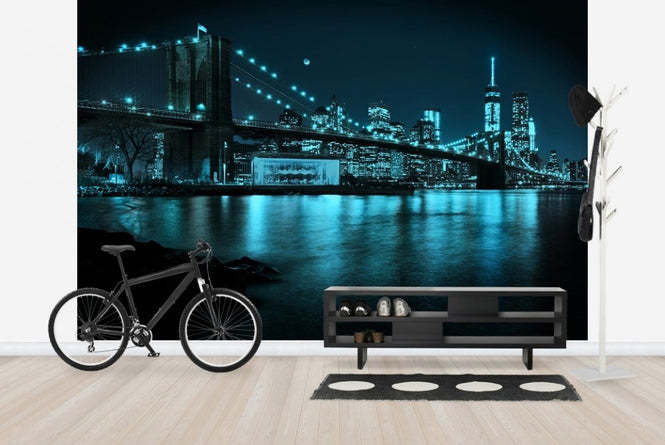 PHOTOWALL / New Freedom Tower and Brooklyn Bridge at night (e23053)
