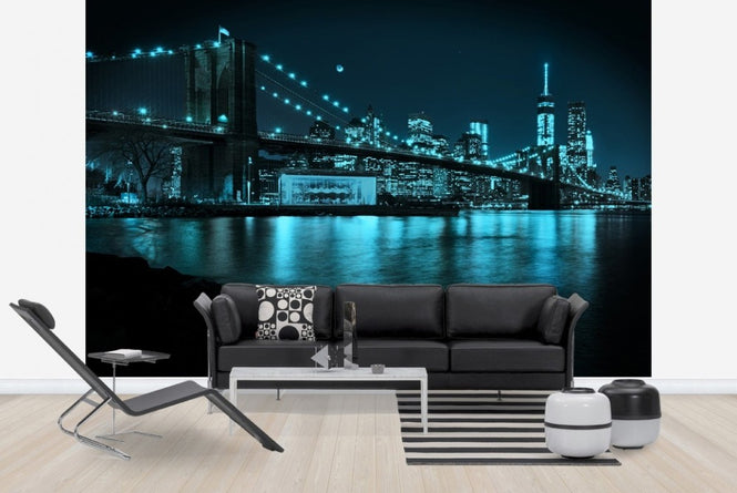 PHOTOWALL / New Freedom Tower and Brooklyn Bridge at night (e23053)