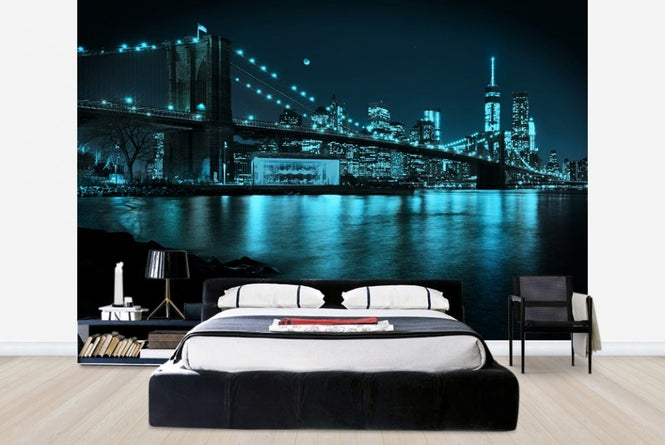 PHOTOWALL / New Freedom Tower and Brooklyn Bridge at night (e23053)