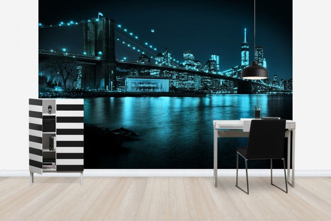PHOTOWALL / New Freedom Tower and Brooklyn Bridge at night (e23053)