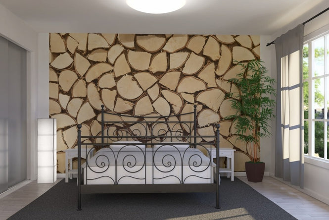 PHOTOWALL / Light Brown Firewood (e23065)