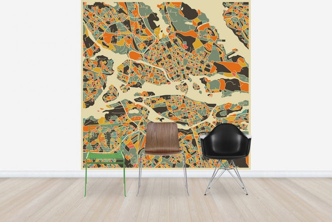 PHOTOWALL / Multicolor Map - Stockholm (e23130)