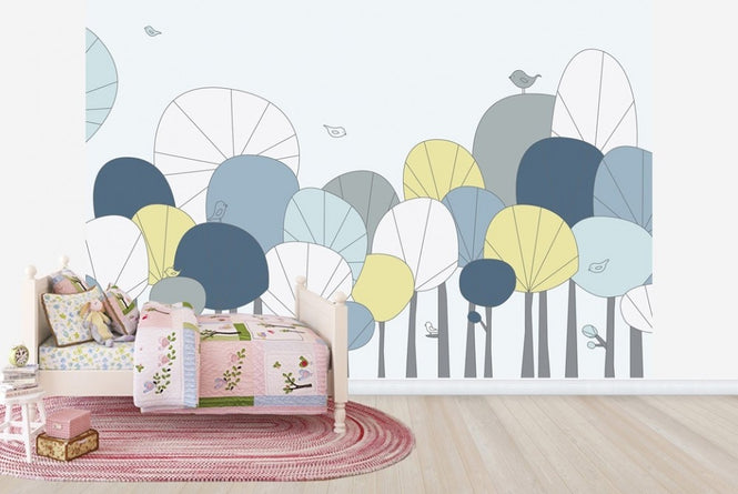 PHOTOWALL / Happy Forest - Pastel Blue (e23135)
