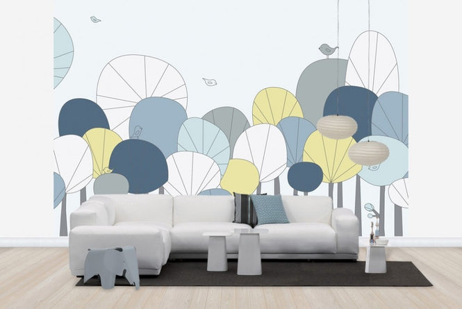 PHOTOWALL / Happy Forest - Pastel Blue (e23135)