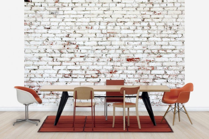 PHOTOWALL / Old Brick Wall with white and red bricks (e23184)