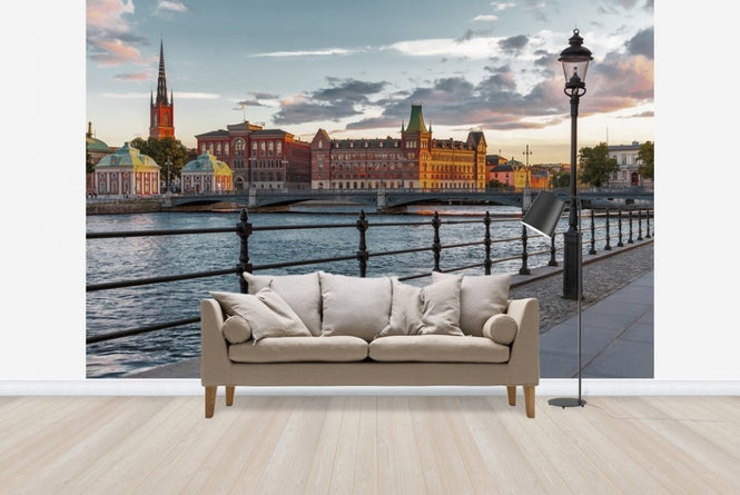 PHOTOWALL / Sunset in the Old Town in Stockholm (e23198)