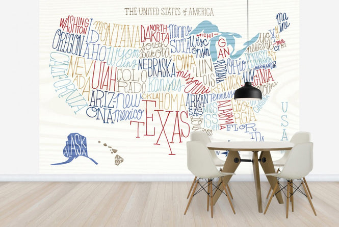 PHOTOWALL / Hand Lettered US Map Colors (e23490)