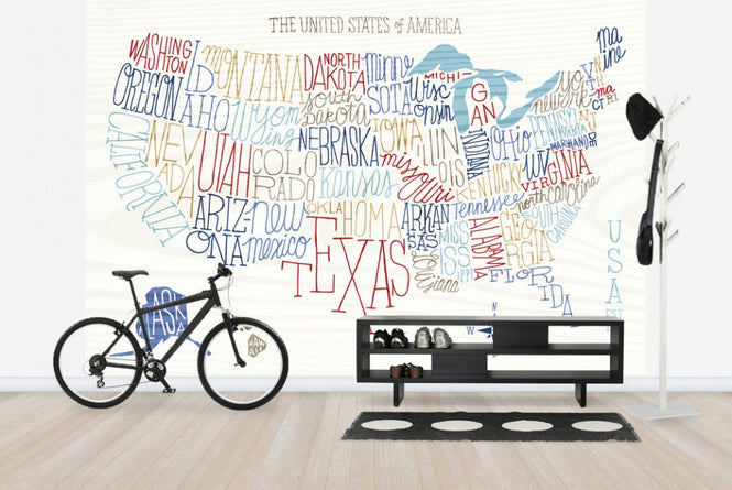 PHOTOWALL / Hand Lettered US Map Colors (e23490)