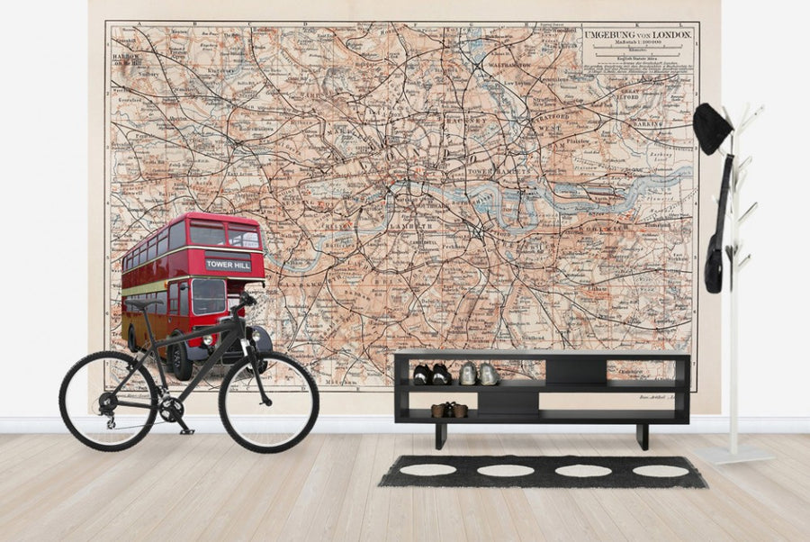 PHOTOWALL / London Map with Bus (e23598)