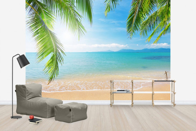 PHOTOWALL / Tropical View from under a Palm Tree (e40067)