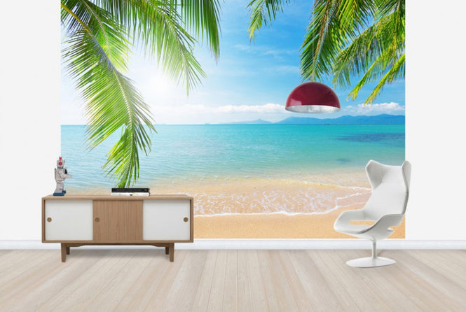 PHOTOWALL / Tropical View from under a Palm Tree (e40067)