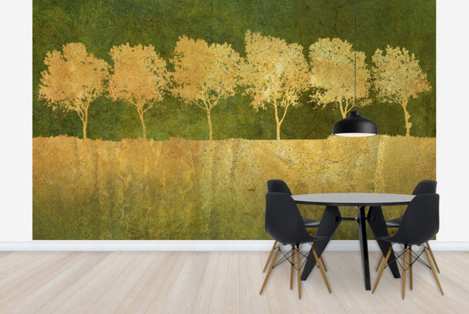 PHOTOWALL / Golden Tree Silhouettes (e23725)
