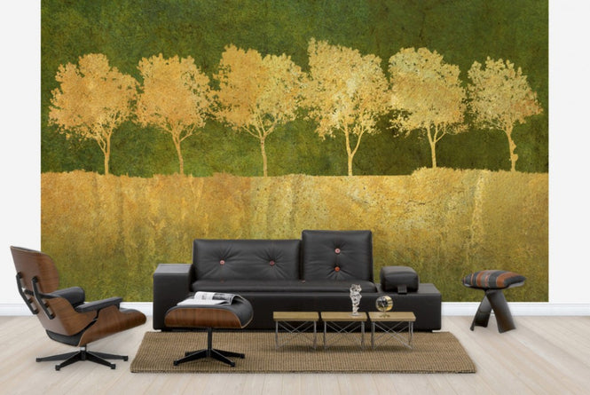 PHOTOWALL / Golden Tree Silhouettes (e23725)