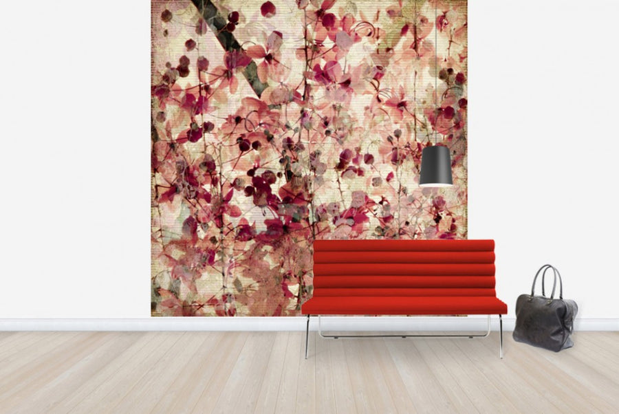 PHOTOWALL / Blossom Print on Ribbed Bamboo (e40171)