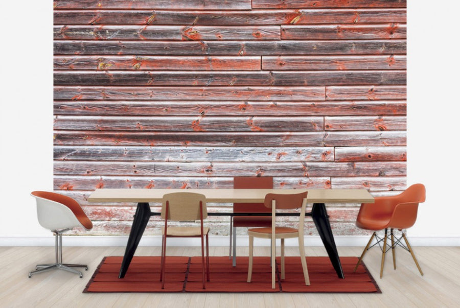 PHOTOWALL / Old Red Wooden Wall (e23784)