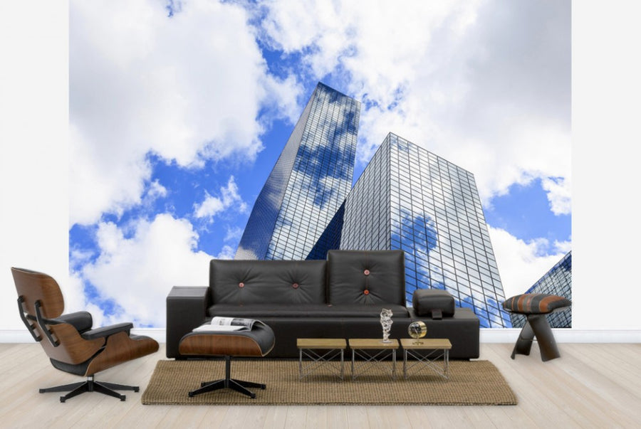 PHOTOWALL / Clouds Reflected in a Modern Glass Facade (e24054)