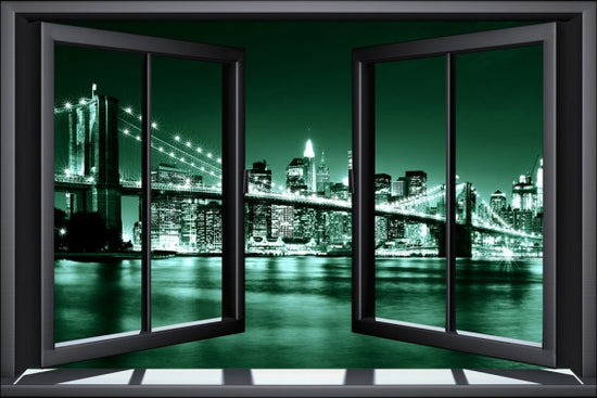 PHOTOWALL / Brooklyn Bridge Through Window - Green (e24062)