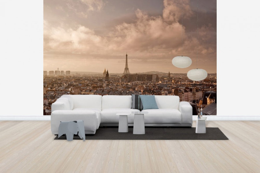 PHOTOWALL / Soft Clouds Sweeping by Paris (e24154)